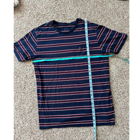 RVCA short sleeve T-SHIRT, size Large; Red & Blue striped cotton - Picture 6 of 6